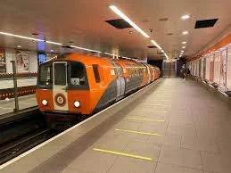 Glasgow Subway train at a station platform