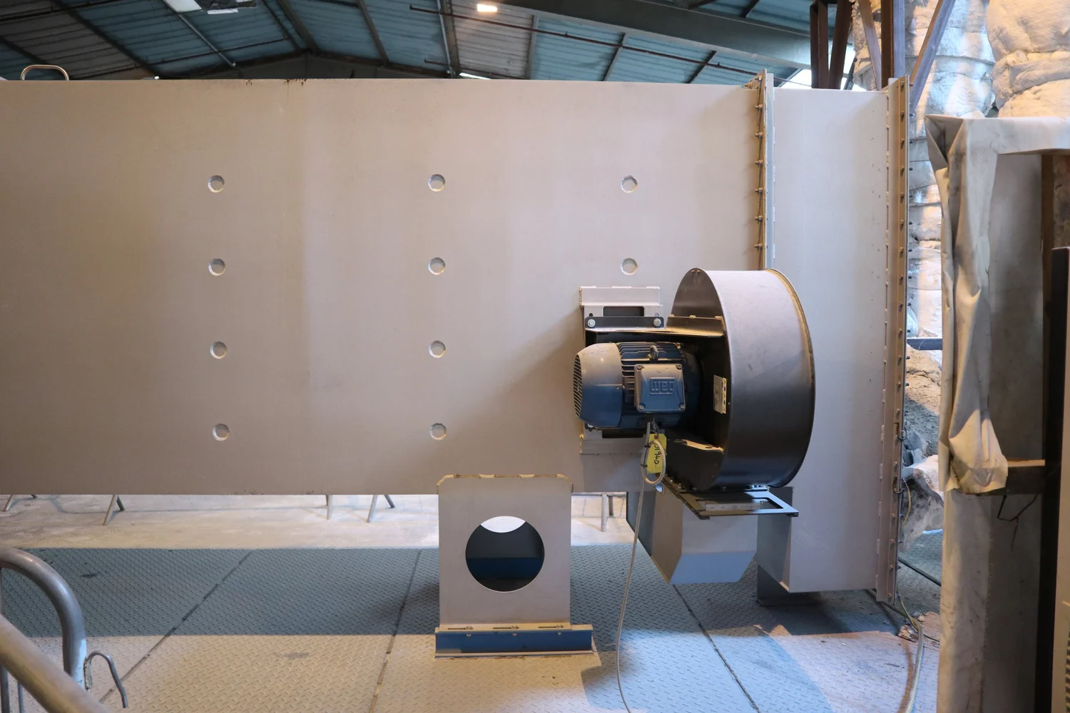Plant room ductwork and fan